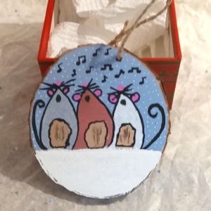 Handpainted Woodslice Rustic Christmas Ornament